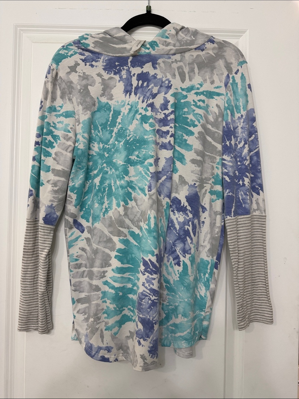 Honeyme Teal, Blue & Gray Tie-Dye Hoodie Top